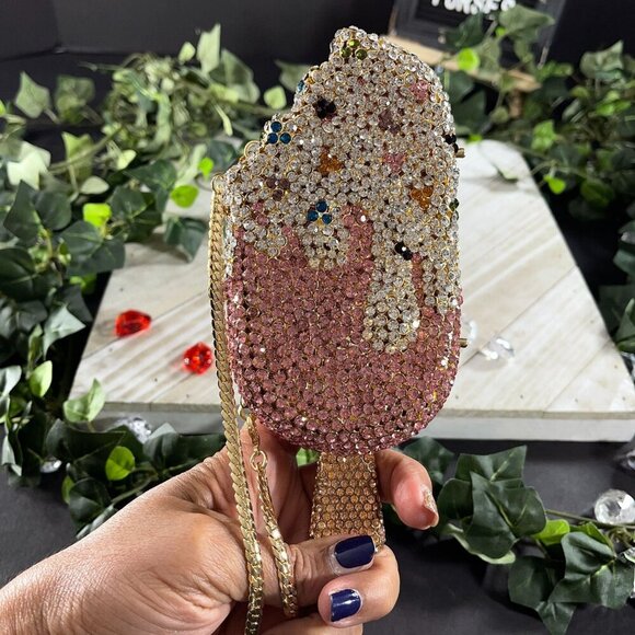 Popsicle Ice Cream Crossbody Evening Purse Bling Bag Clutch Sparkle Handbag - Picture 6 of 16